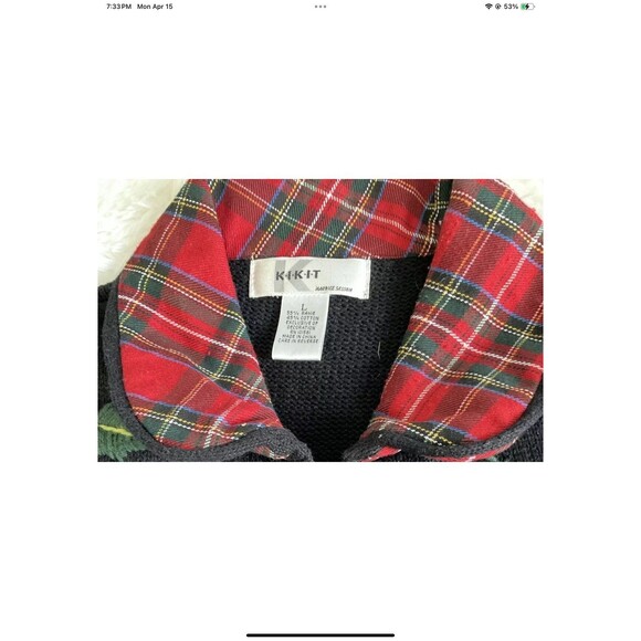 KIKIT Embroidered Christmas Sweater Vest Women's Size Lg Vintage- Ugly Sweater - Picture 6 of 12